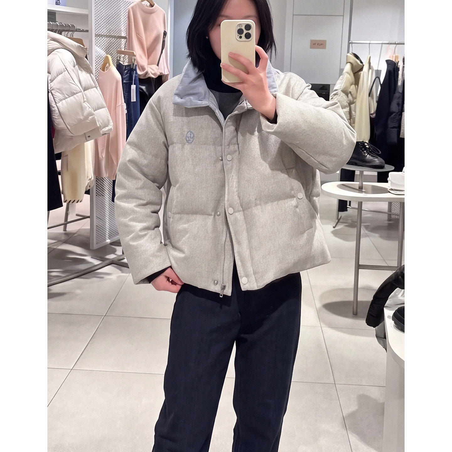 【送运费险】韩系灰色立领棉服女
