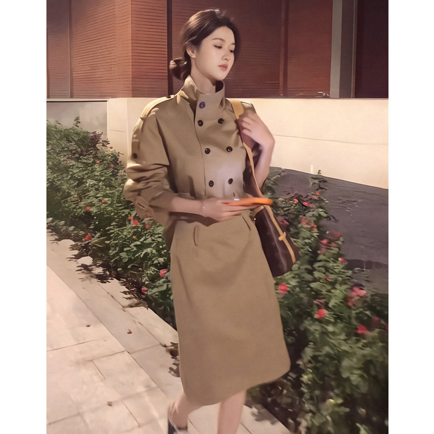 【送运费险】韩系风衣外套半身裙