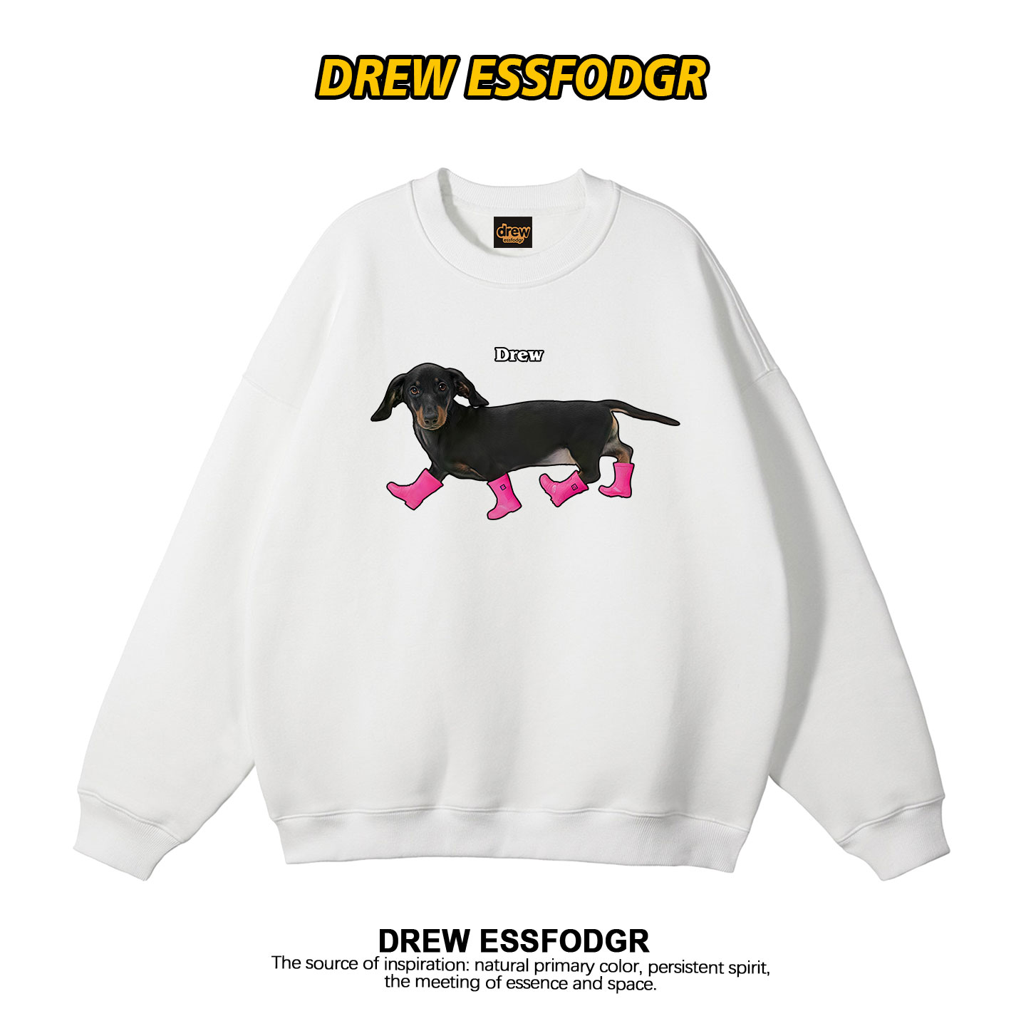 drew美式潮牌趣味狗狗圆领卫衣