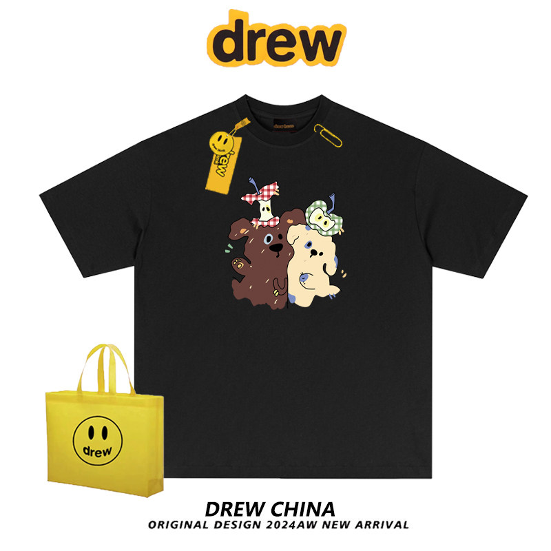 drew美式卡皮巴拉小熊印花短袖