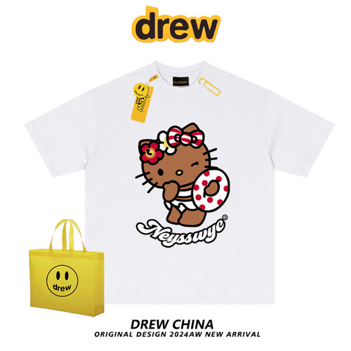 drew潮牌HelloKitty印花短袖T恤