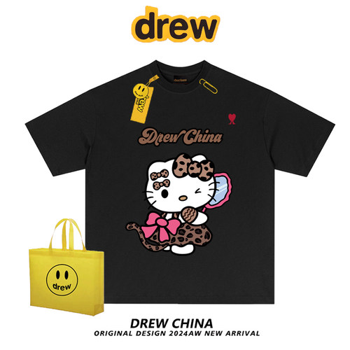 drew潮牌HelloKitty公主豹纹短袖