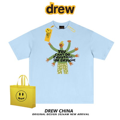 官网Drew宋佳明星同款插画短袖