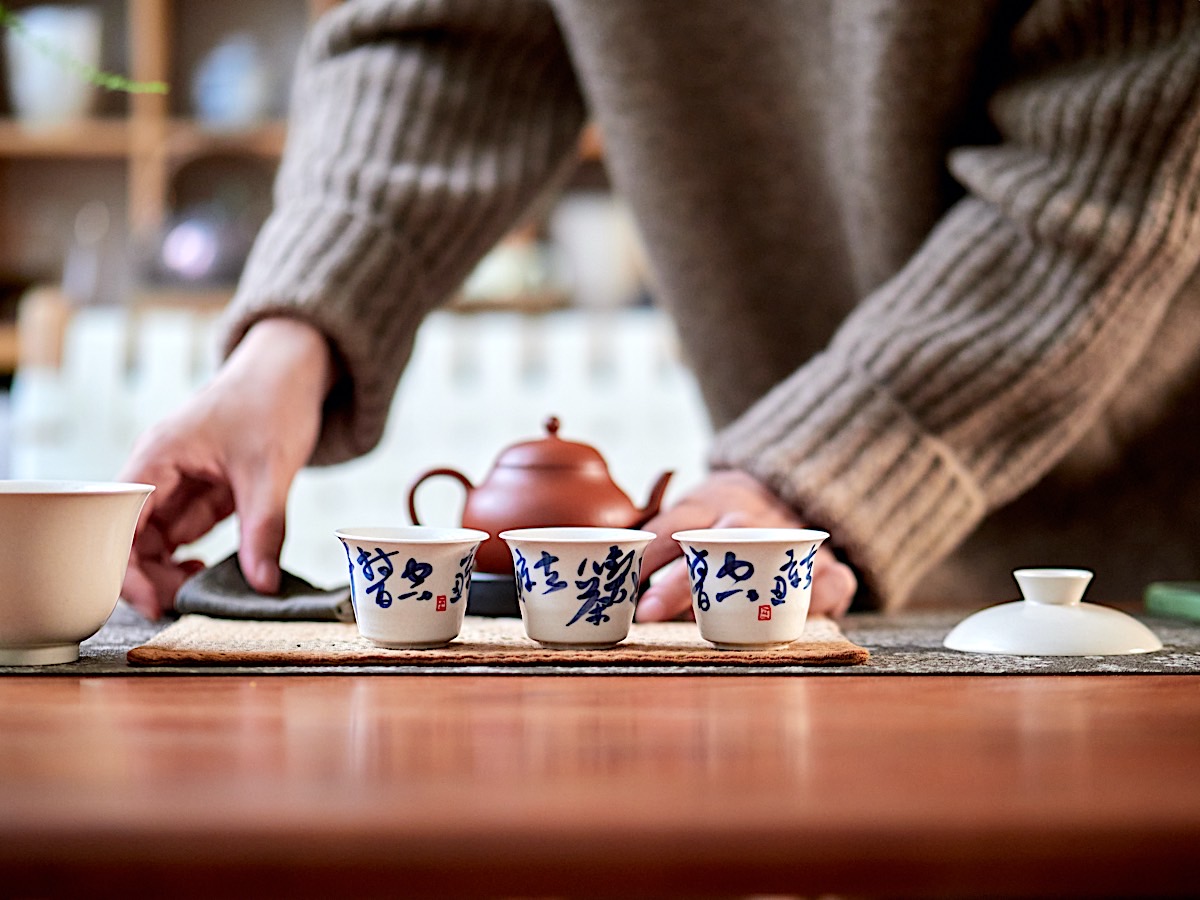 全手绘青花品茗杯35ml左右 釉下彩德化产茶杯中式禅意
