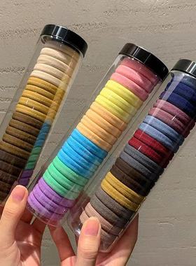 韩版20根罐装高弹力头绳无接缝橡皮筋女扎头不伤发不勒头黑色发圈