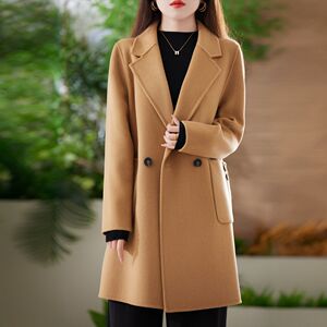新款【源头正品】韩版秋冬新款双面羊绒大衣女中长款羊毛大衣外套