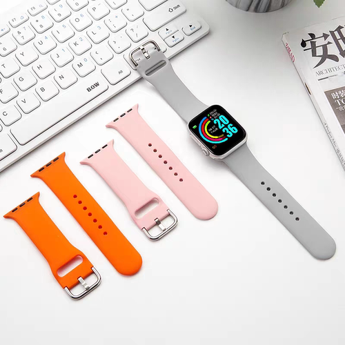 通用42/45mm卡扣式硅胶表带适配苹果iWatch华强北手表儿童手表D1