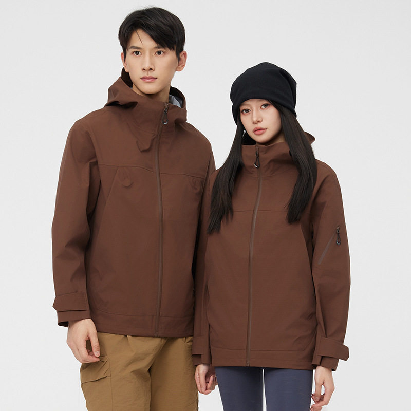 硬壳冲锋衣全热封登山服防风防水透气工装户外单层冲锋衣外套2448