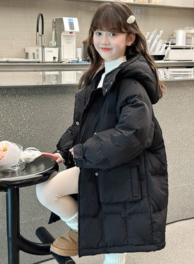 韩国童装女童中长款羽绒棉服新款冬装洋气儿童装加厚中长款外套