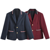 童装 男女童纯色学院风西服外套秋大童学生藏青色西服 英伦风小西装