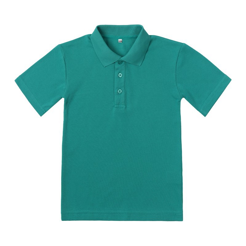 中小学生POLO衫校服学院英伦园服夏季纯绿色夏季班服园服