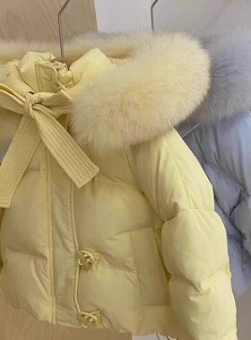 【可拆卸大毛领】童装冬季夹克外套中大童女童羽绒棉衣气质棉服