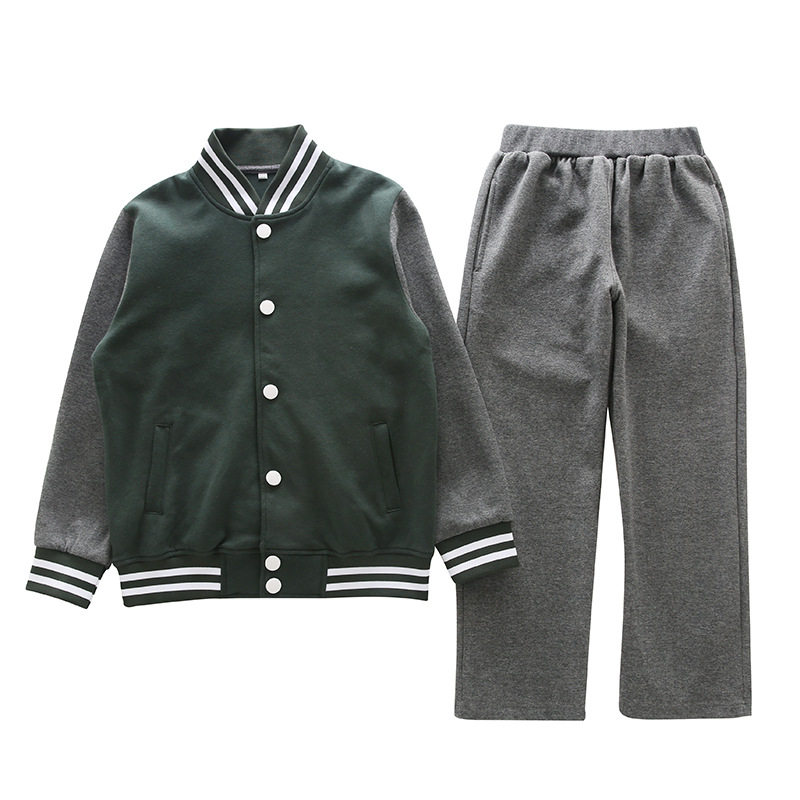 伊顿同款校服儿童墨绿棒球服外套