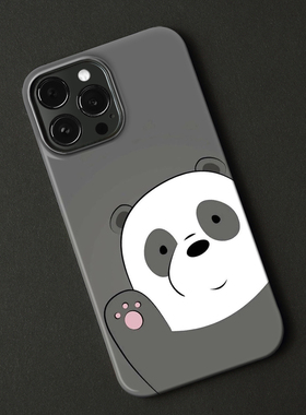 CASE联名可爱黑白小熊猫15Pro适用于iPhone13ProMax苹果14Pro网红卡通咱们裸熊手机壳12防摔保护14plus硬壳