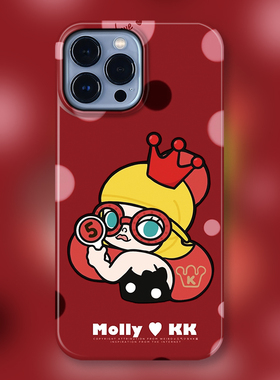 POP玛特适用iPhone15Promax苹果手机壳潮牌14防摔套13个性12女11可爱卡通明星同款盲盒Molly&KK眼镜女孩红色