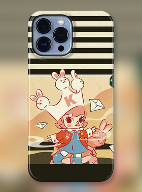 POP玛特Molly皇冠与兔子适用iPhone15Promax苹果手机壳潮牌14防摔套13个性12女孩11可爱卡通明星同款盲盒茉莉
