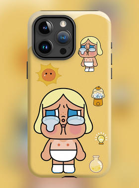 眼泪工厂潮玩新款16plus初生-白CRYBABY适用iPhone15Promax苹果手机壳14防摔套13磨砂黄色哭娃软壳磁吸Magsaf
