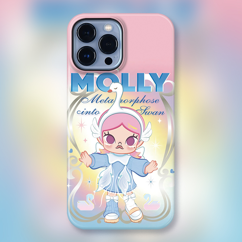 POP玛特Molly蜕变天鹅适用iPhone15Promax苹果手机壳潮牌14防摔套13plu12女11可爱卡通BJD娃娃手办手机壳茉莉