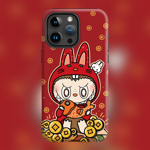 2025年年有鱼新款16plus新年LABUBU适用iPhone15Promax苹果手机壳14防摔套13磨砂红色拉布布软壳磁吸Magsafe