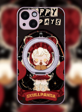玛特联名潮牌SKULLPANDA许愿时间适用iphone16ProMax手机壳15pro磁吸支架11卡通13日韩12新款14plus时尚XR潮