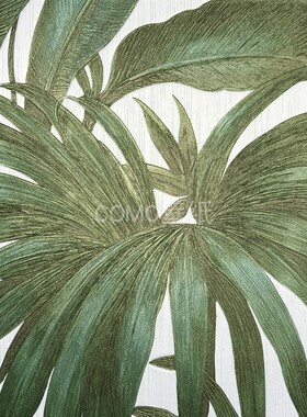 VERSACE范思哲 东南亚风格大芭蕉叶背景PVC墙纸96240-1-2-4-5-6