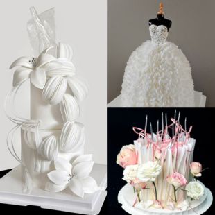 婚纱蛋糕装饰 进口薄款威化纸糯米纸婚纱裙 迷你小号模特蛋糕架子