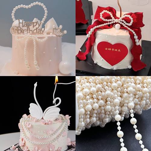 蝴蝶结爱心蛋糕装饰珍珠