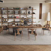 中古风北美黑胡桃木茶桌椅组合 诧寂实木办公室会客厅功夫泡茶台