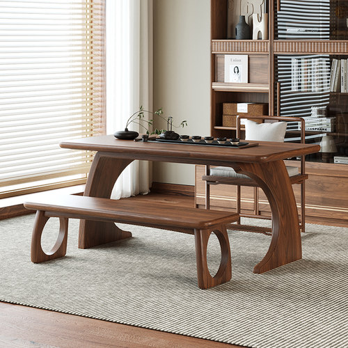 北美黑胡桃木茶桌客厅家用实木茶几现代简约轻奢高级感泡茶台