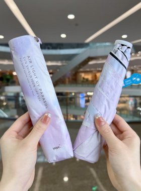 日本Wpc.三折郁金香超轻120g小巧遮阳伞黑胶防晒紫外UV空气太阳伞