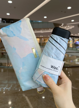 日本Wpc.粉彩涂料黑胶五折太阳伞晴雨两用胶囊防晒UV紫外线遮阳伞