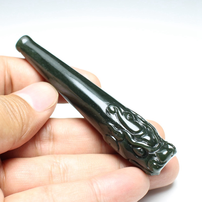 高端和田玉烟嘴青龙粗细烟嘴送礼