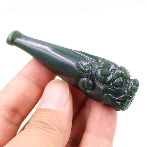 新疆和田玉玉石龙头两用烟嘴