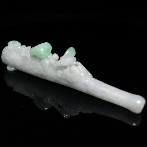 雲海缘天然翡翠A货手工玉石雕刻福在眼前万事如意烟嘴循环过滤器