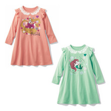 出口日本春秋季薄款纯棉女童飞袖连衣裙儿童卡通公主长袖A字裙
