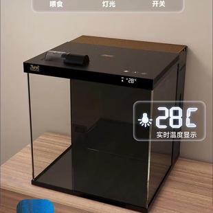 森森生态桌面小鱼缸背过滤加上过滤雨淋双水泵循环系统超白鱼缸