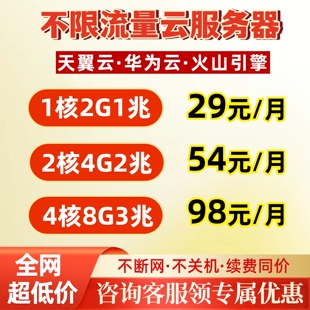 天翼云服务器租用vps云主机企业电商网站火山云不限流量openclaw