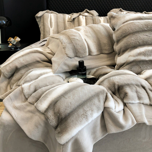 冬季奢华高端A类加厚皮草绒四件套珊瑚绒保暖兔毛绒牛奶绒床品1.8