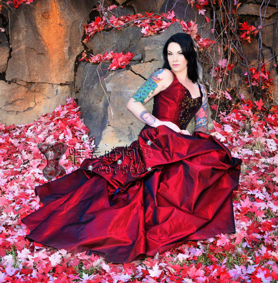 宫廷束腰配套裙哥特式礼服女裙长裙礼服演出服黑色新娘服包邮