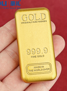 2026年新款仿真实心金条金砖金块摆件聚宝盆配件创意装饰开业礼品