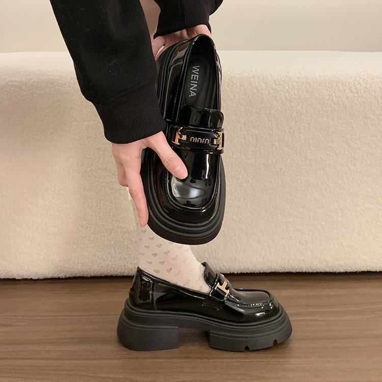 乐福鞋黑色英伦风小皮鞋女2026春季新款厚底复古jk百搭一脚蹬单鞋,女鞋,深口单鞋,淘宝优惠券,粉丝福利购,淘宝优惠卷