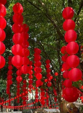 户外防水防晒灯笼串红橙色2026款新年元宵节古风室外树上挂饰花灯