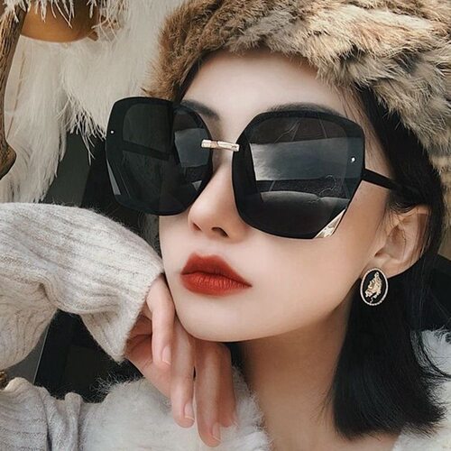 超大框方框无框偏光复古女