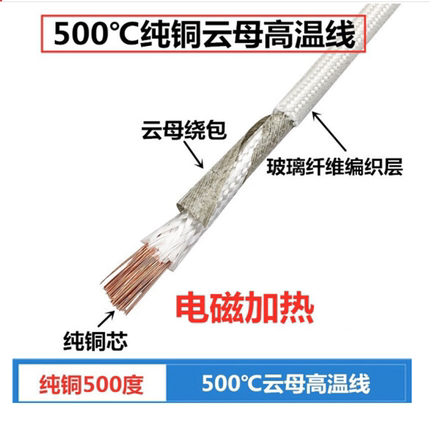 国标云母线耐高温500/600度纯镍1000度电磁感应加热线2.5/4/6平方