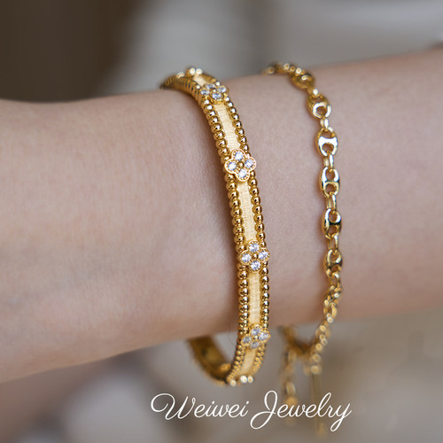 万花筒拉丝手镯925银镀金