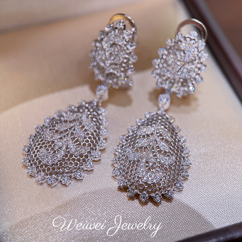 925银蜂巢镂空花气质耳环