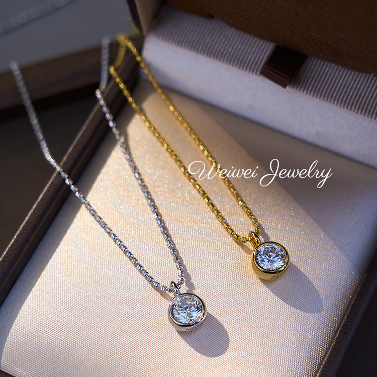 气泡珠吊坠925银克拉钻项链