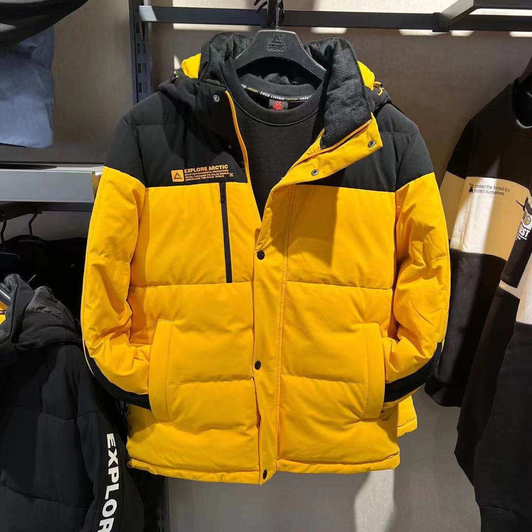 匹克男中厚羽绒服2021冬季新款男黑色保暖外套时尚厚外套f514057