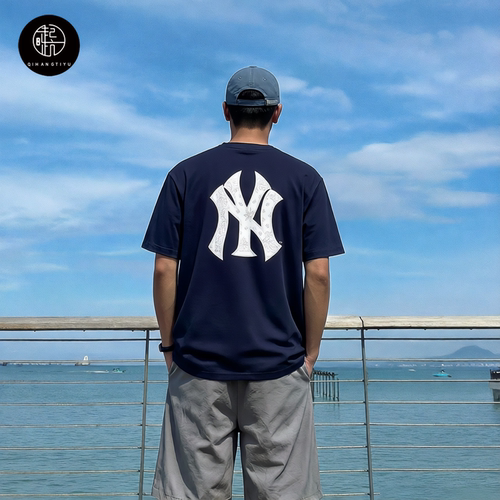 NEW ERA MLB洋基队男女徽标腰果花印花宽松圆领短袖T恤 13546478