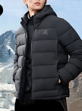 Adidas Logo印花图案贴标纯色休闲运动羽绒长袖羽绒服IK3174